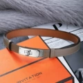 Stainless steel silver buckle + original first layer elephant gray cowhide