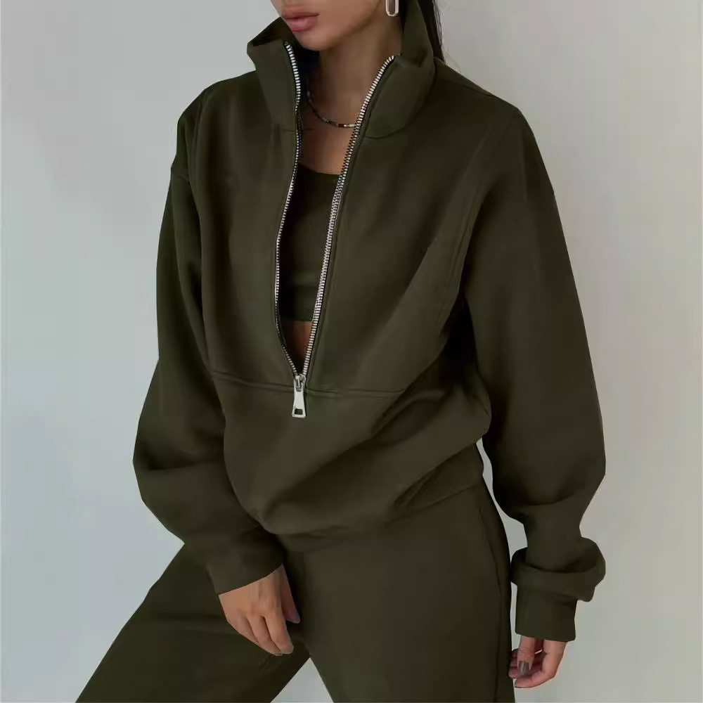 2022亚马逊ebay新款欧美秋女装新款时尚抓绒运动休闲套装T5588