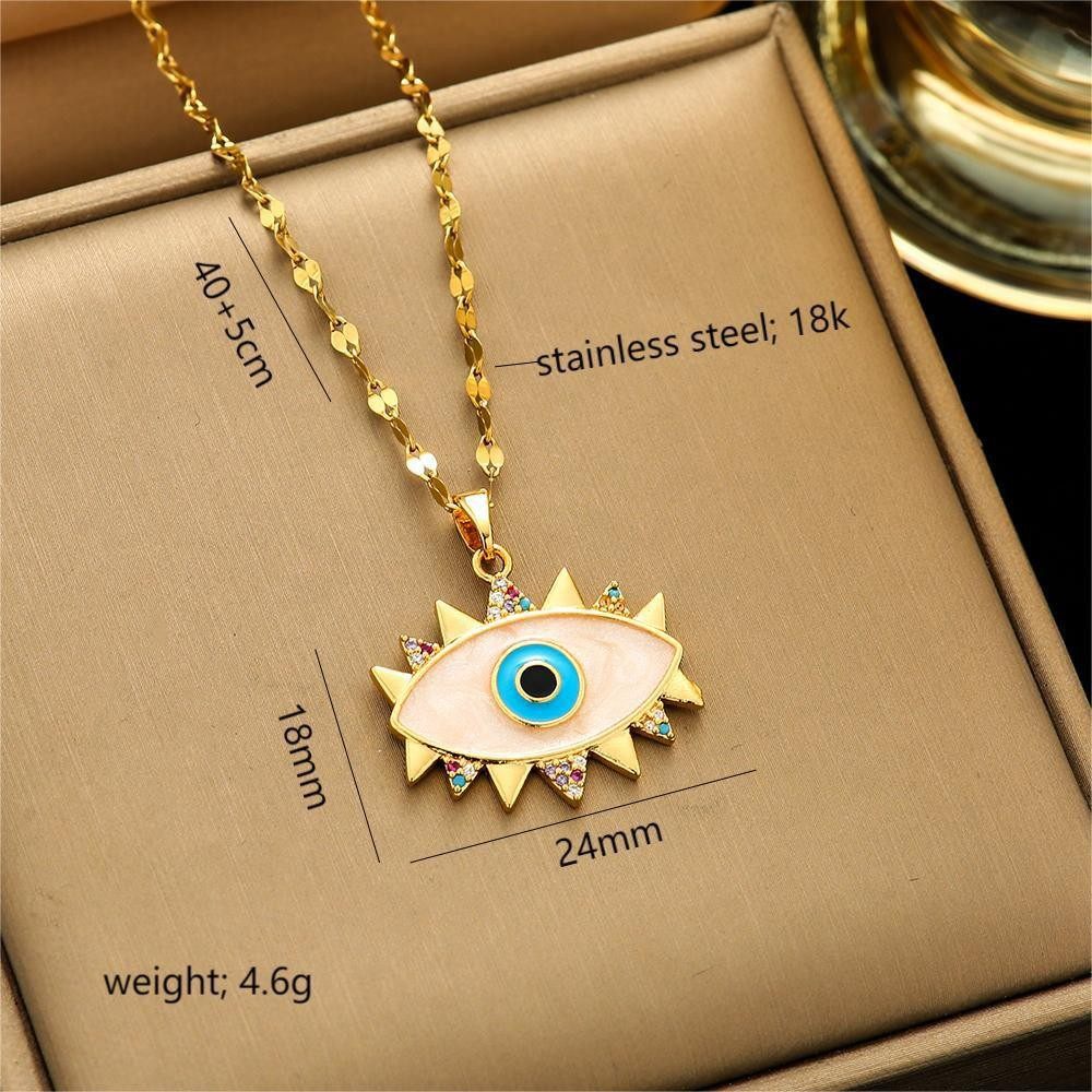 [Titanium steel] Micro-inlaid elegant light luxury full diamond real gold exquisite titanium steel necklace women's fashion trendy clavicle chain