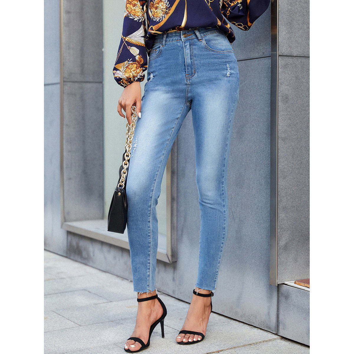 High Waisted Slim Fit Jeans Versatile Comfortable Trendy Autumn Winter Fashion for Women Wholesale Available