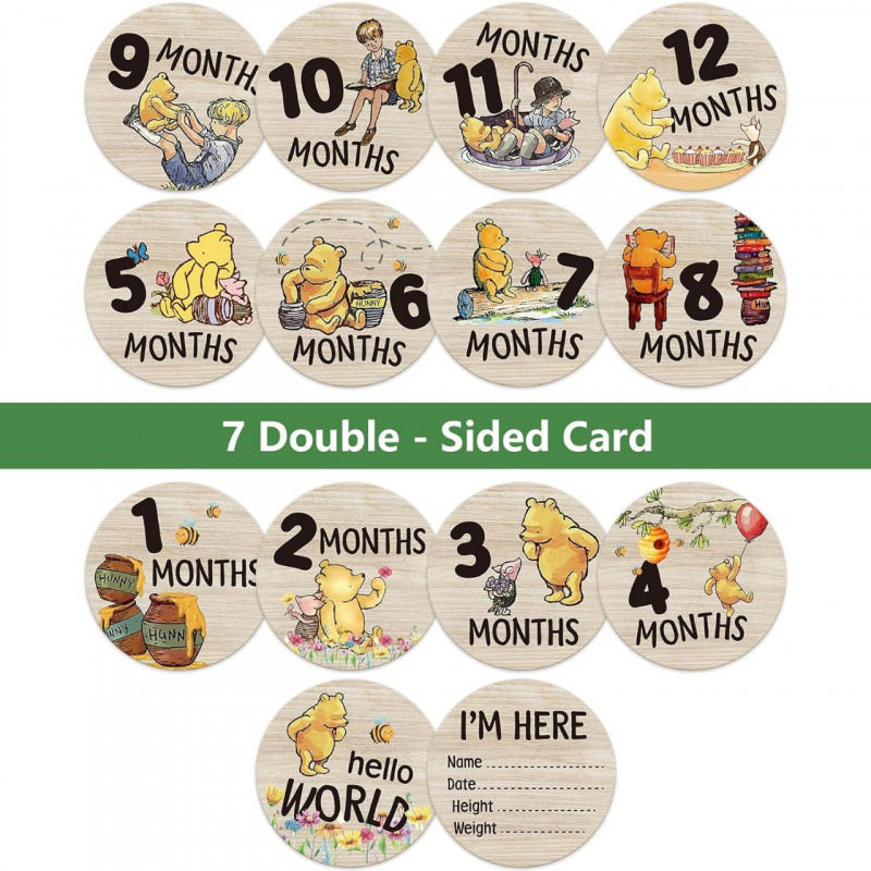 Foreign Trade Hot-Selling Round Wooden Milestone Card Baby Photography Gift Commemorative Card Month Card Photography Milestone