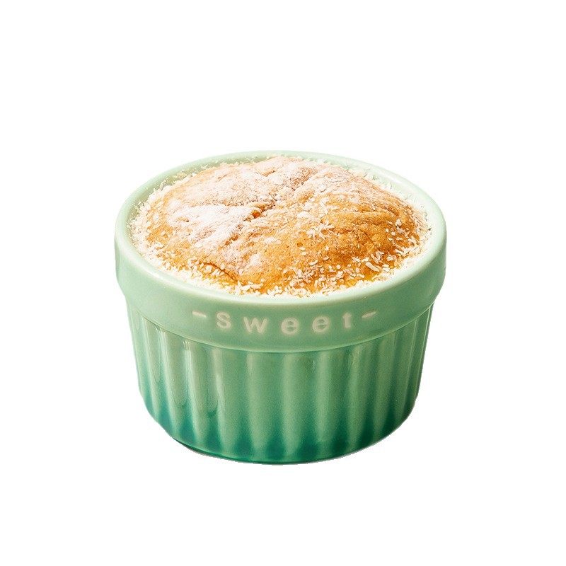Household Ceramic Striped Cup Baking Cup Oven Soufflé Cake Cup Dessert Bowl Wicker Cup Baking Bowl Pudding Cup