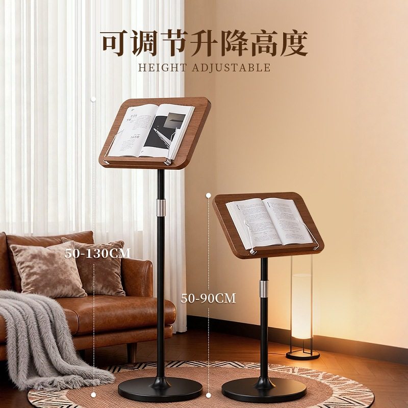 Multifunctional Floor-Standing Reading Bookshelf for Learning and Reading Solid Wood Reading Rack Book Clip Bookend Telescopic Bookshelf Music Stand