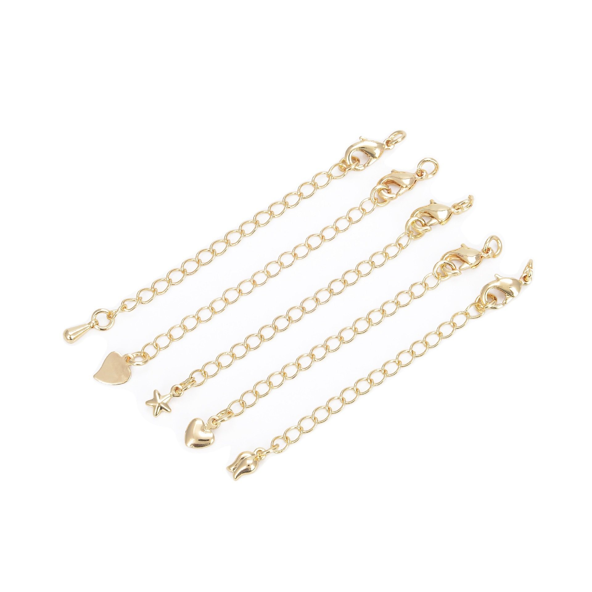 DIY Jewelry 14K Pack Gold Necklace Extended Chain Lobster Clasp Adjustable Chain Tail Chain Five-pointed Star Love Water Drop Pendant