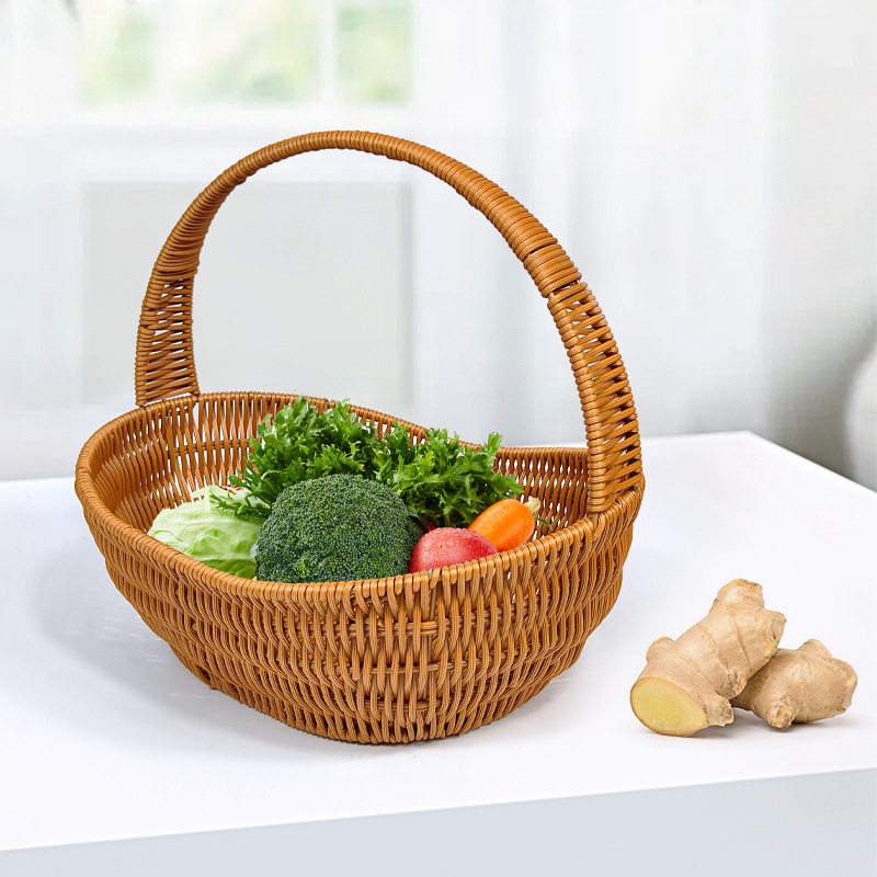 Plastic Rattan Basket, Portable Flower Basket, Handicraft Shopping Basket, Grocery Shopping Gift Storage, Woven Wedding New Style
