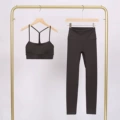Graphite gray y-shaped vest and cropped pants suit