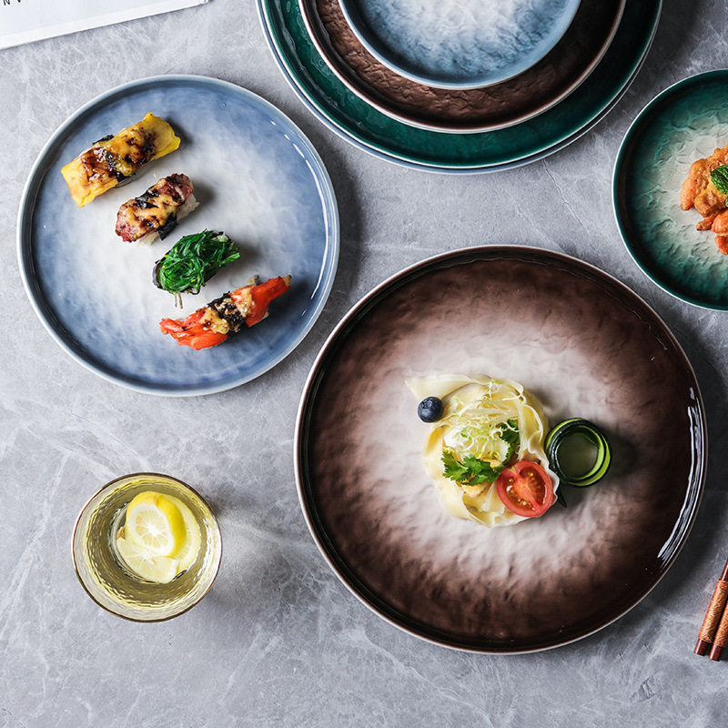 Light Luxury Simple Steak Plate Disc Barbecue Shop Tray Household Dish Salah Plate Restaurant Fruit Plate Small Dish Bone Plate