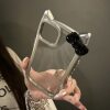 Electroplated cat ears apple 16/15/14/13promax phone case 12/11 soft xr/xs electroplated silver frame 7P