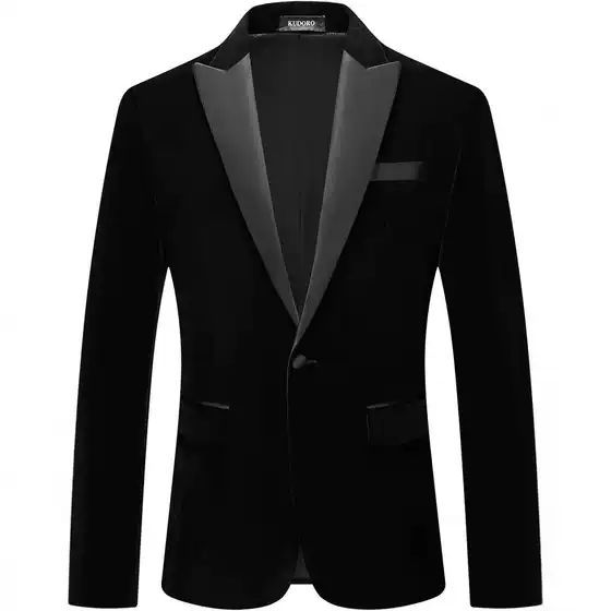 Men's Velvet Blazer Suit Jacket Notched Lapel Single Button Tuxedo for Wedding Prom Party Dinner