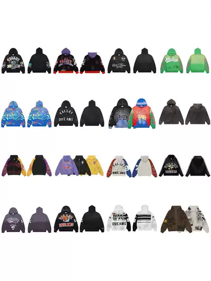 Cross-Border Fashion Vale New Street Hip-Hop American-Style Washed Retro Pure Cotton Sweatshirt Printed Trendy Jacket