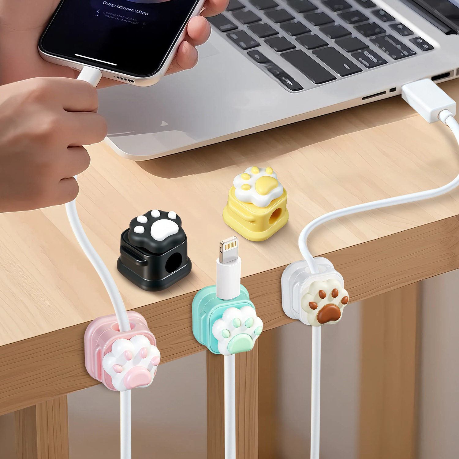 Cat's claw cute fun organizer desktop data cable magnetic holder storage finishing mobile phone charging clip clip