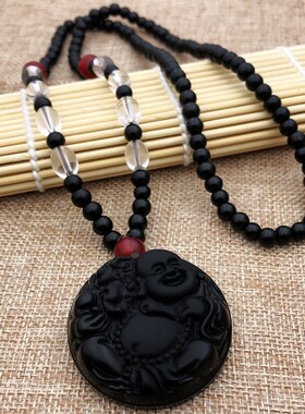 本命佛黑曜石吊坠貔貅龙牌士项链十二生肖关公项饰吉祥饰品