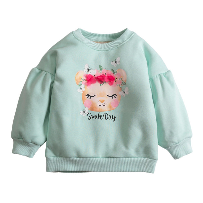 Fall & Winter Fleece-lined Kids' Top, Cartoon Long-sleeve Cotton Children's Hoodie
