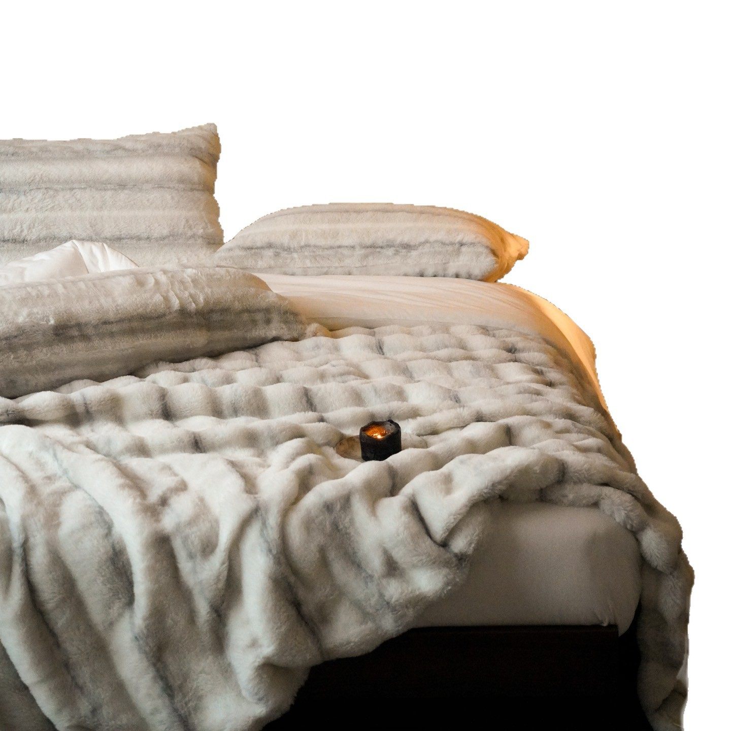 Snow Velvet Stripesd Accessible Luxury Rabbit Mink Blanket Long Fur Office Shawl Blanket Nap Air-Conditioned Sofa Blanket