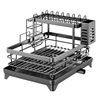 Dish Storage Rack, Drain Basket, Dish Rack, Bowls, Dishes and Chopsticks, Double-Layer New Stainless Steel Kitchen Storage Rack