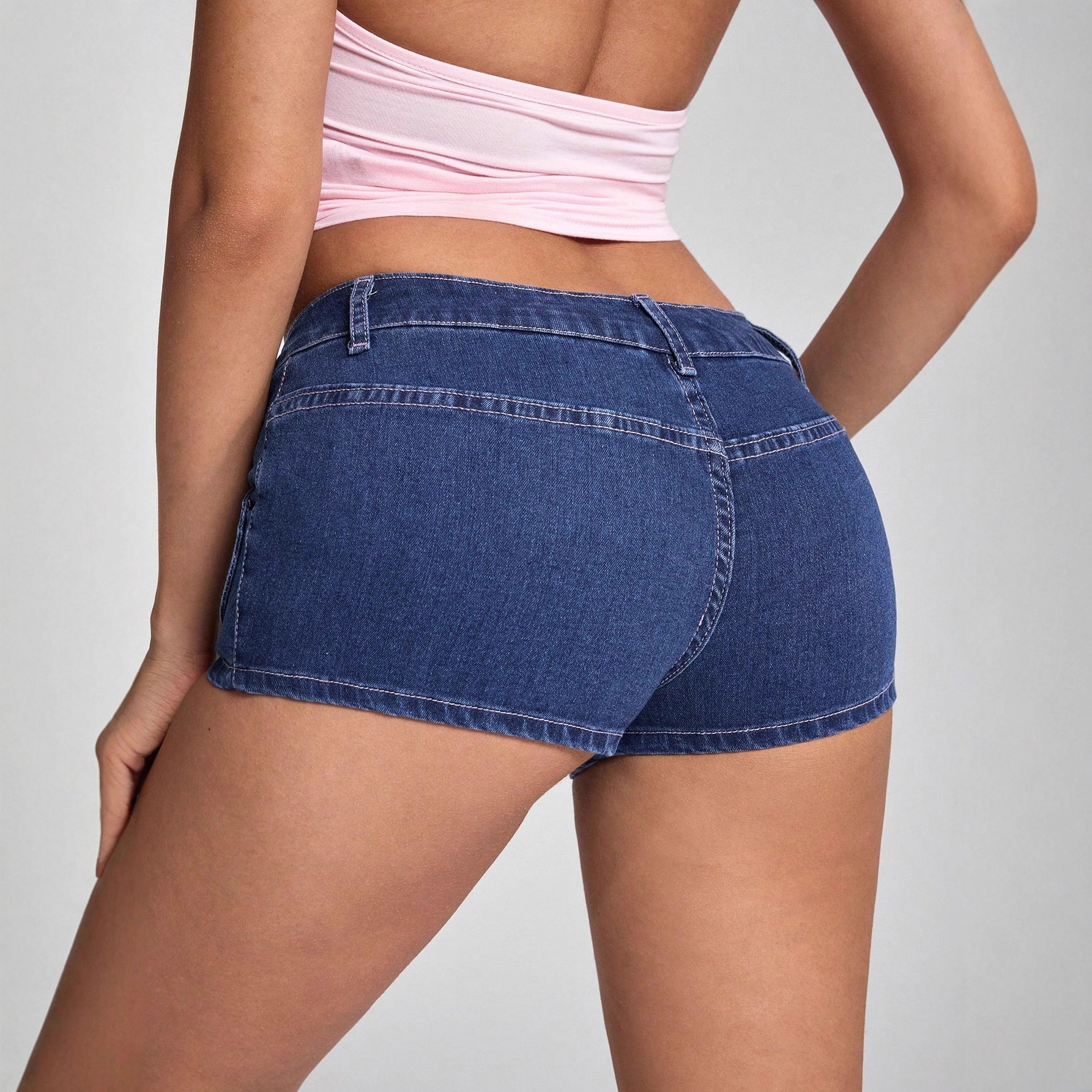 Embroidered High Waisted Denim Shorts Casual Style Stretch Fabric Suitable for Summer Wholesale Available