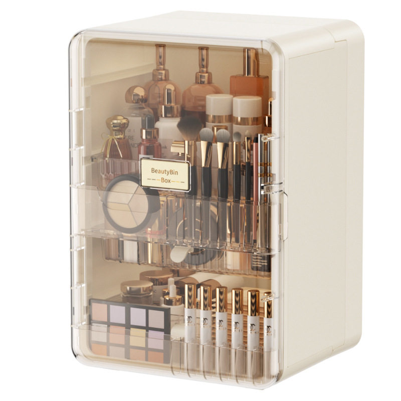 Cosmetics Storage Box Home Desktop Dust-Proof Makeup Cabinet Large Capacity Dressing Table Lipstick Skin Care Product Storage Rack Box