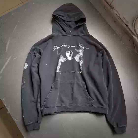 Erd Melancholic Rich Kid War Character Vintage Washed Distressed Retro Hoodie Trendy