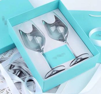Goblet red wine glass champagne glass pair of glasses with hand Gift Birthday Gift Holiday Gift Set gift box