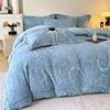 Light Luxury Carved Milk Velvet Four-Piece Set, Winter High-End High-Weight Thickeneded Warm Bed Sheetss, Quilt Covers and Fitted Bed Sheetss