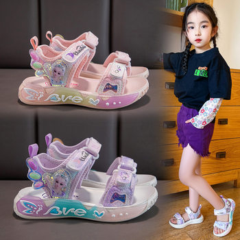 Girls' Shoes 2025 Summer New Children's Elsa Princess Shoes Soft Sole Anti-Slip Boys' Student Shoes Sports Beach Sandals