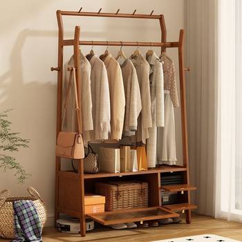 Clothes Rack Floor-Standing Clothes Rack Bamboo Vertical Floor-Standing Bedroom Coat Rack Living Room Home Restaurant Commercial Floor-Standing Clothes Rack