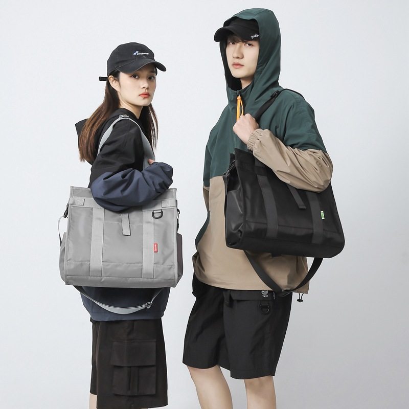 New ins trendy cool large capacity Oxford cloth tote bag men's fashion solid color shoulder bag women's travel bag