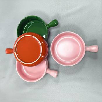 Matte Glazed Ceramic Handle Bowl, Colored Glaze Weighing Ceramic Tableware, Single-Handle Bowl, Salad Bowl, Export Inventory Ceramic Wholesale