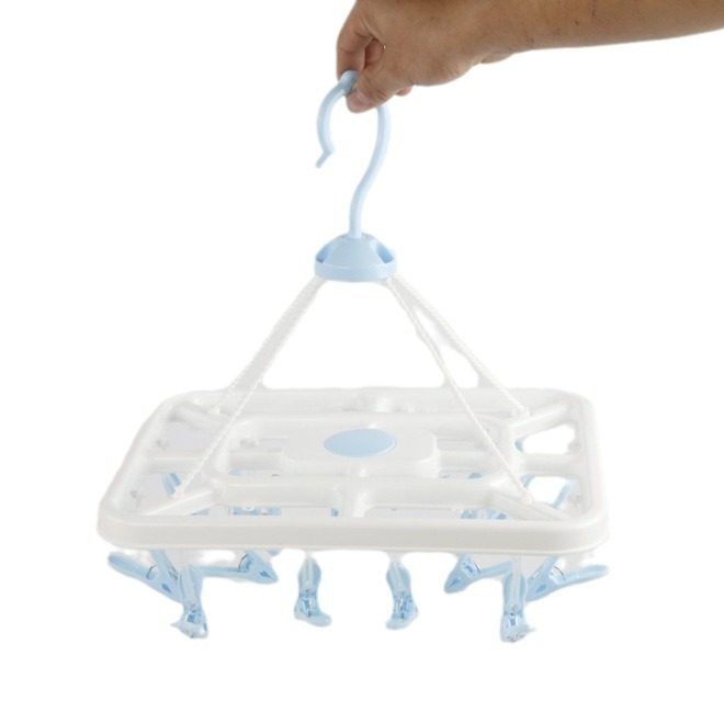 Balcony Socks Clothes Drying Artifact Multi-clip Drying Rack Household Multifunctional Drying Rack Windproof Foldable Drying Socks Rack