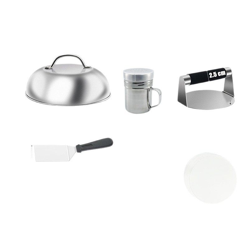 Outdoor Stainless Steel Barbecue Tool Set Cooking Shovel Barbecue Shovel Pot Lid Cooking Burger Bbq Cookware Camping Style