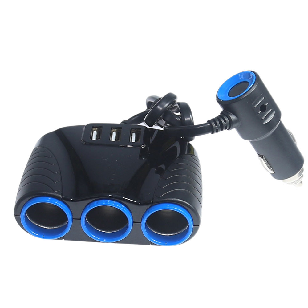 Cross-border one-to-three cigarette lighter car charging car charger car plug USB Function Car air pump refrigerator extension