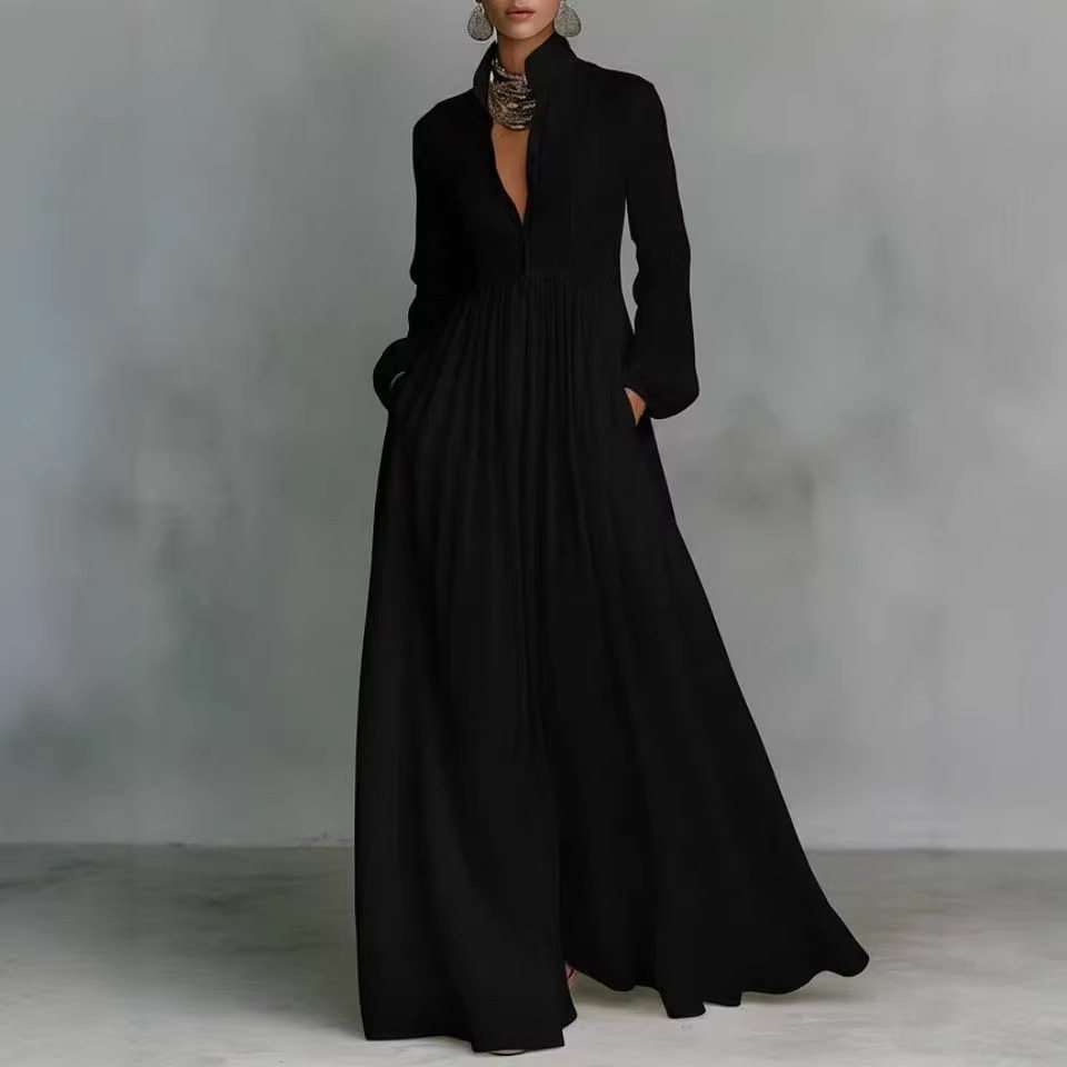 Elegant Long Maxi Dress for Women Summer Fashion European and American Style Flared Design Wholesale Available