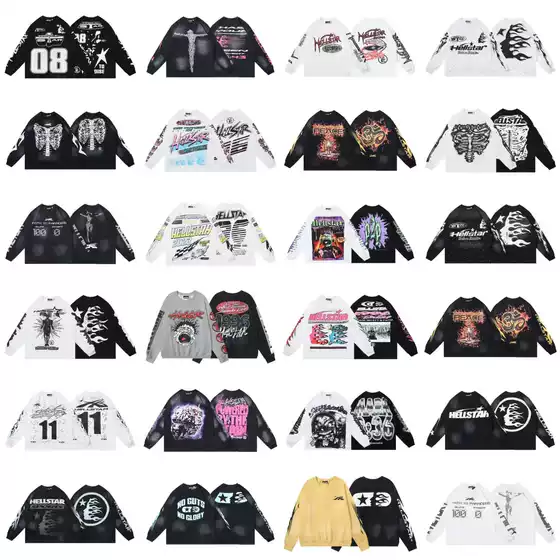 2025 American Trendy Brand Hell Star Hel High Street New High-Quality Loose Casual Men's and Women's Long-Sleeved Sweatshirt t