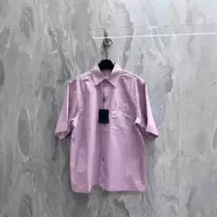 Nanyou High-End Version Lv Summer New Classic Letter Logo Embroidered Lapel Short-Sleeve Shirt for Men and Women