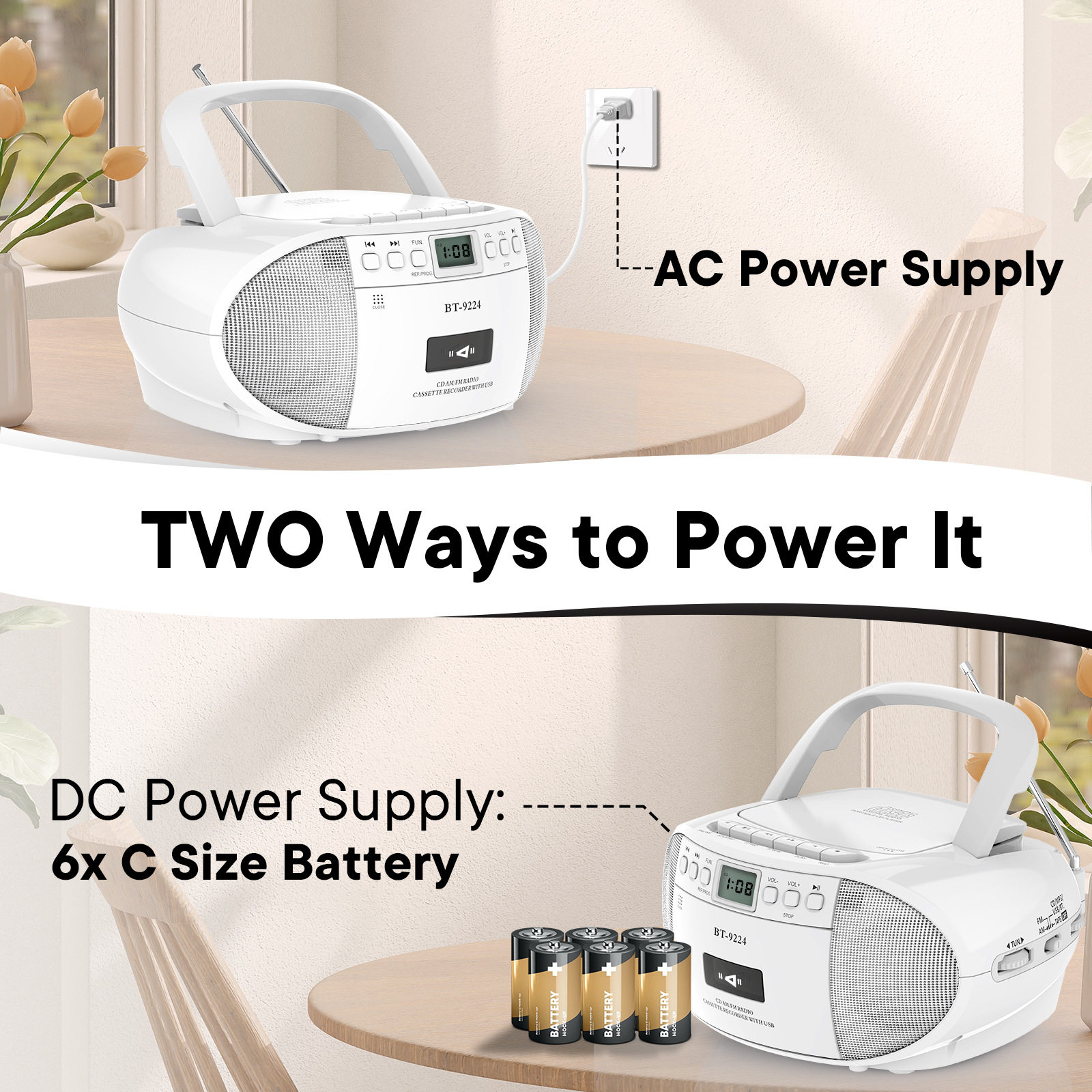 Cross-Border Portable Multi-Function Cd Player Stereo Bluetooth Audio Tape Player Fm Radio USB