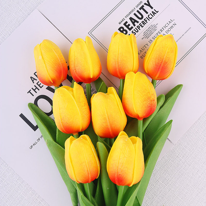 仿真花郁金香客厅餐桌摆件假花婚礼庆典装饰花拍摄道具花假花批发