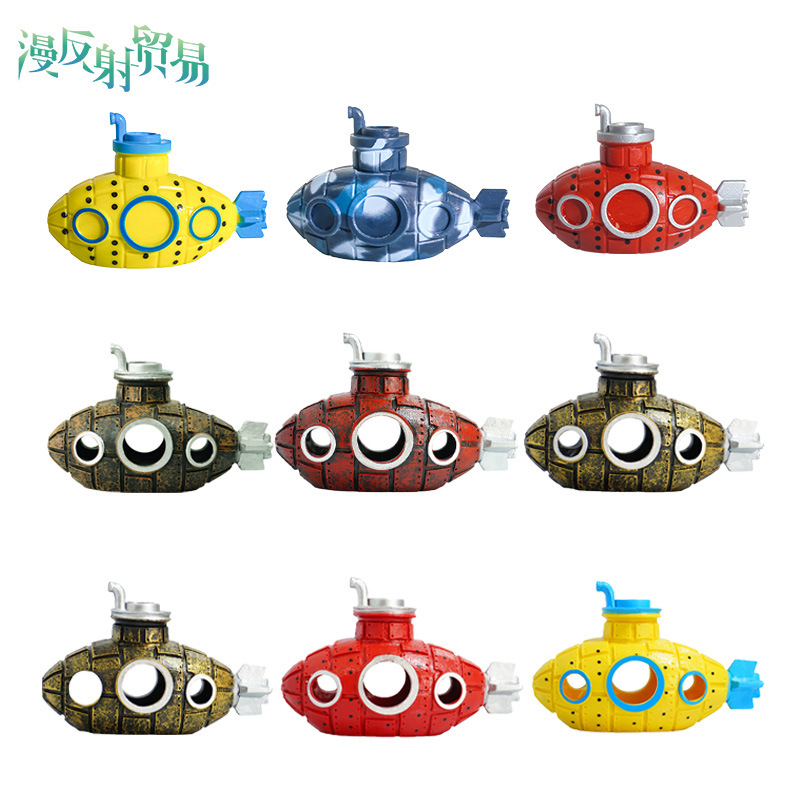 Aquarium Decorations Submarine Aquarium Micro-Landscape Decoration Hiding House Sunken Submarine Breeding Tank Spawning Mini Model
