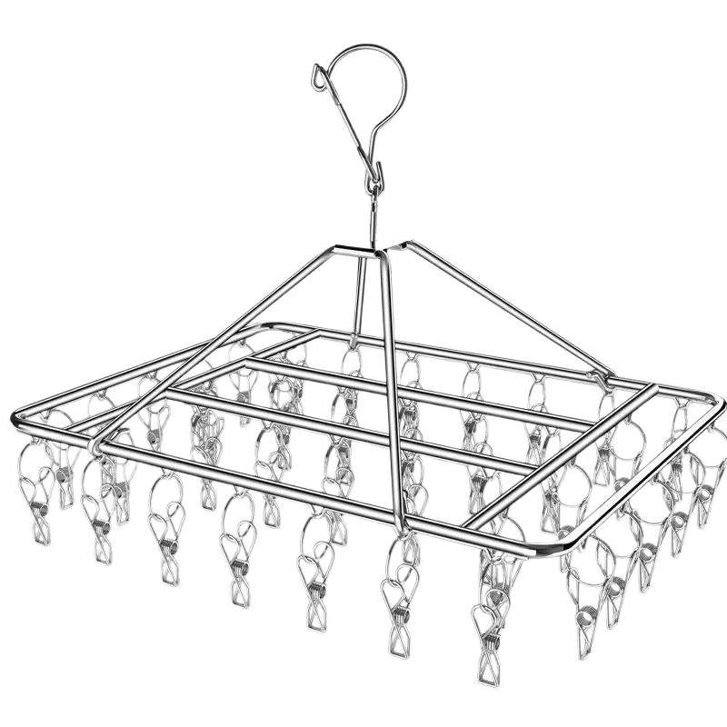 Stainless Steel Clothes Drying Rack, Sock Rack, Clothes Drying Rack, Multi-Clip Intimates Drying Rack, Clothes Hanger, Shorts Clip, Windproof Hook