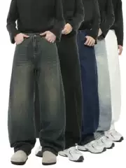 Mtlclothes Men's Clothing | Multi-Color American Retro Distressed Washed Scimitar Jeans Casual Wide-Leg Pants