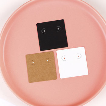 Wholesale In-Stock 5X5Cm Black and White Kraft Paper Earring Cards, Earring Packaging Decorations