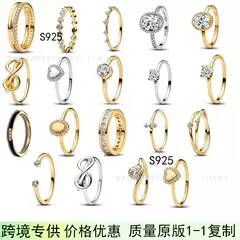 Pandora S925 New Simple Diamond-encrusted Love Ring Hot Cross-border