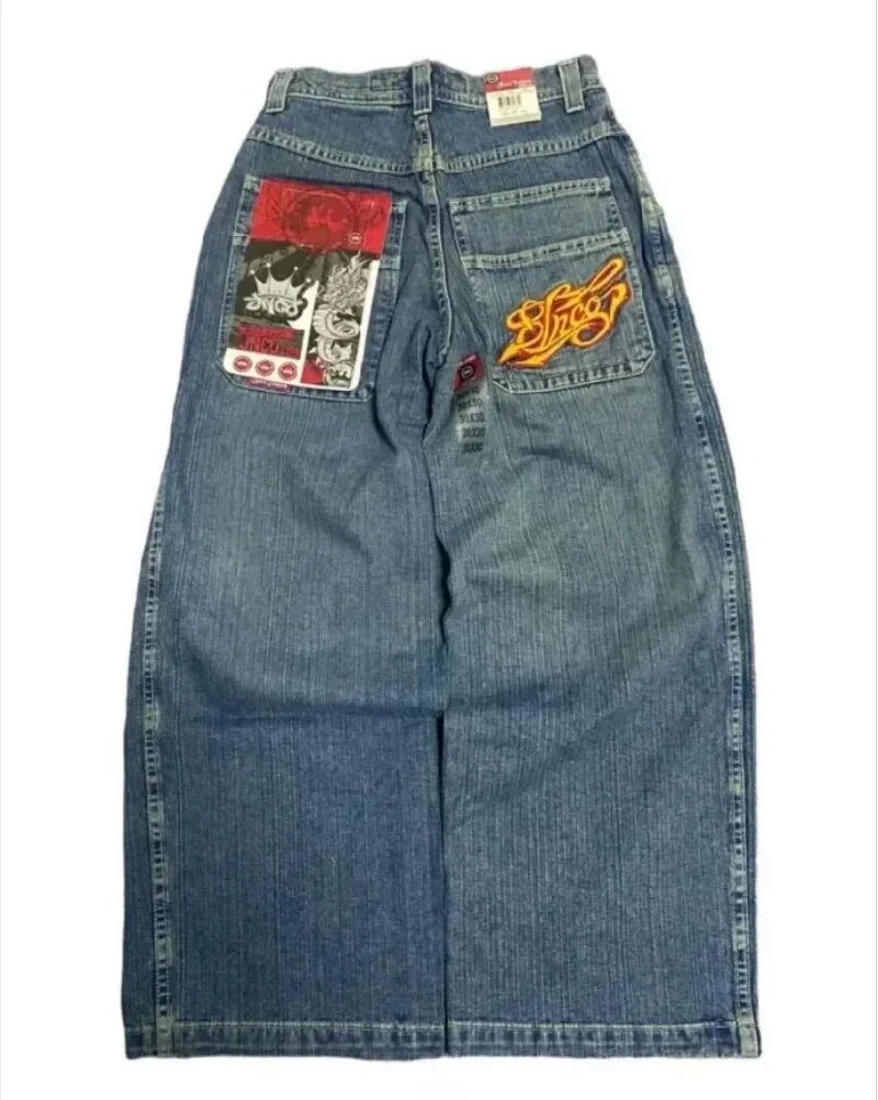 This year's hot-selling JNCO graphic jeans Y2K hip-hop loose jeans men's and women's Harajuku wide-leg jeans
