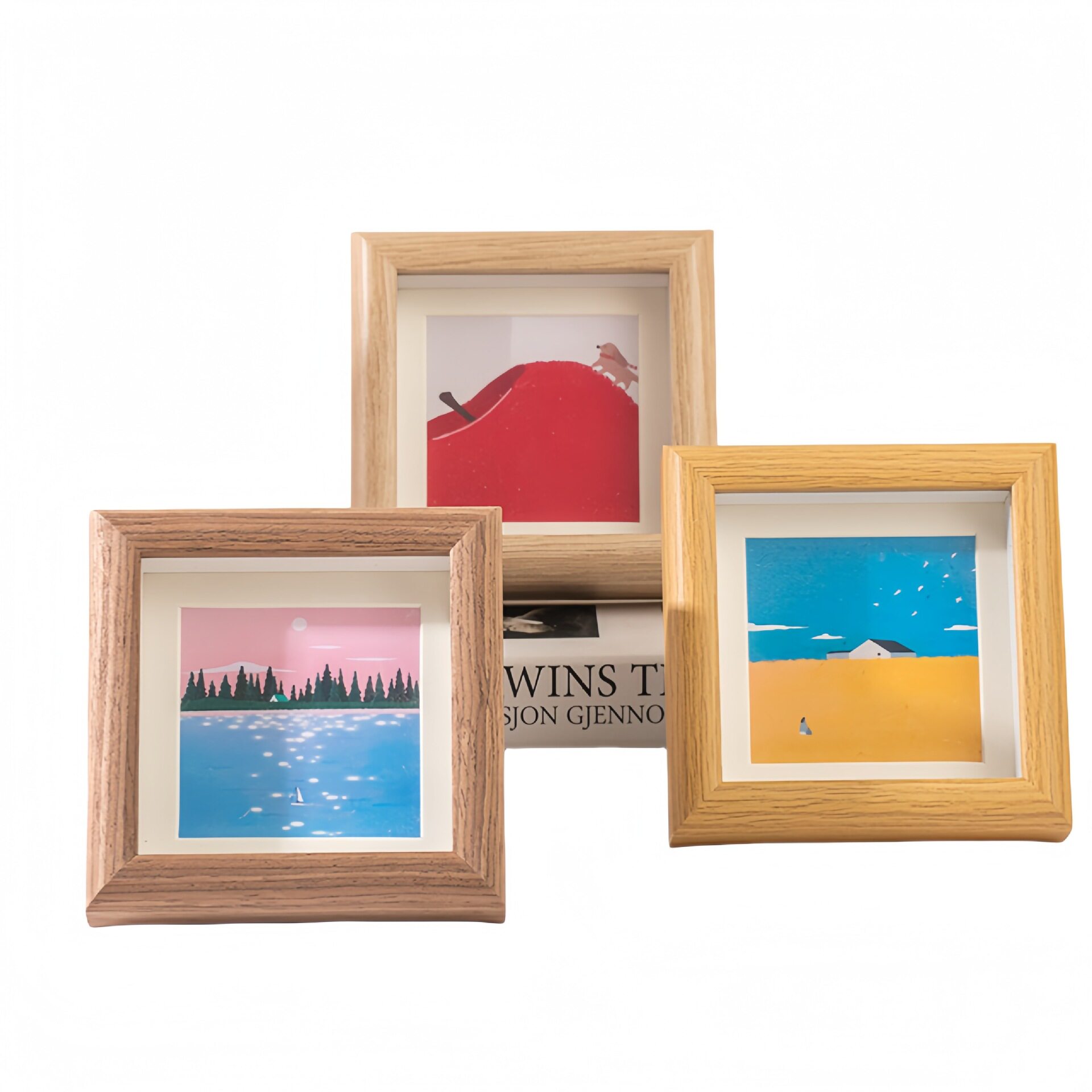 Cross-Border Handmade Hand-Painted Oil Pastel Framed Picture Frame Square Four-Square Grids Photo Frame Hollow Three-Dimensional Photo Frame Table Hanging Wall