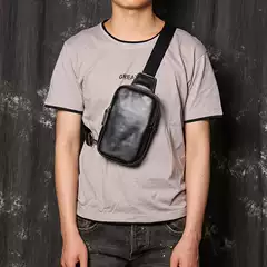 Foreign trade wholesale new leather men's chest bag oil leather women's messenger bag leather shoulder bag fashion Joker small backpack