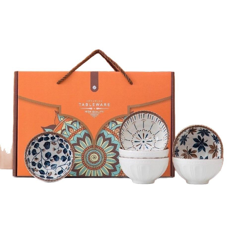 Gathering pottery bohemian woven rattan series company opening activities hand gift wholesale group purchase ceramic tableware