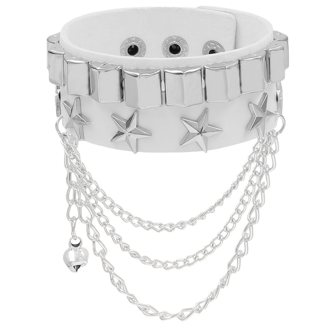 Eco-Friendly Pu Leather European and American Fashion Retro Street Style Punk Studded Bracelet Star Leather Bracelet Rock Jewelry