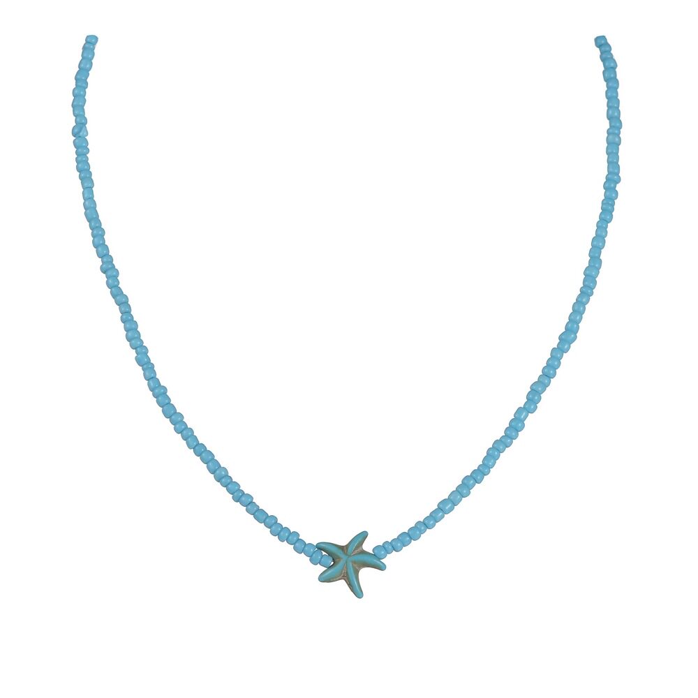 European and American Cross-border Couple Bohemian Rice Bead Necklace Handmade Beaded Clavicle Chain Beach Personalized Starfish Jewelry Batch