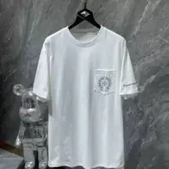 ChromeHeart Summer New Collection Kro Classic Horseshoe Cross Sanskrit Pure Cotton Short sleeved T-shirt Cross Border Delivery