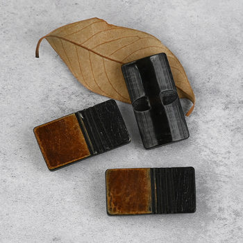 Rectangular Horn Coat Buttons [Washing Board] Autumn and Winter Caramel Color Suede Jacket Jacket Windbreaker Coat Buttons