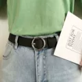 Circle pin buckle black [high quality belt]